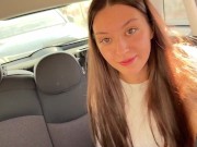 Girl Next Door Paid with Blowjob to Neighbor in Car for Drive her to College!! Cum in Mouth Swallow
