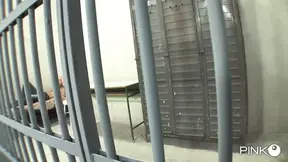 Fishnet agent gets cock&#x1F346;-sucked between bars, gets ass&#x1F351;-fucked