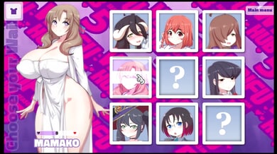 Succubus character teases in animated game parody with digital waifu interface