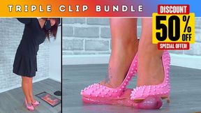 Cum Under My Pink Spikey Heels As I Puncture Your Balls (258) - Triple Bundle - 50% Discount!!! - Cock Trample Trampling CBT Shoejob Footjob Castration Crush Shoe Heel Heels Fetish Cumshot Humiliation Domination FemDom