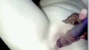 Pale skin amateur housewife stuffs her cunt with a toy
