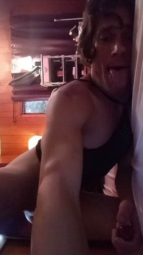 Crossdresser Arexa Bragdoll Strokes til Self Facial and Swallow