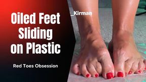 Oiled Feet Sliding on Plastic