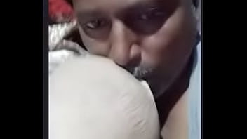 Desi Indian old age uncle suck his old age indian wife boobs on videocall on Azar app