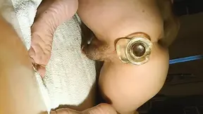 dildo & masturbator come out of my ass together. Damn wide open!