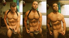 Super Horny Jock Masturbates in Shower with Oil and JockStrap until he Cums
