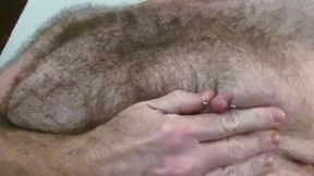 Verbal bear eating salad loud, cock, big balls, open chewing, showing off