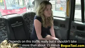 British taxi beauty railed on the backseat