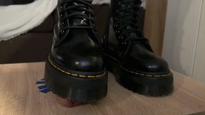 Dr Martens boots smashing slave balls on the Cockbox by Mistress Lumy