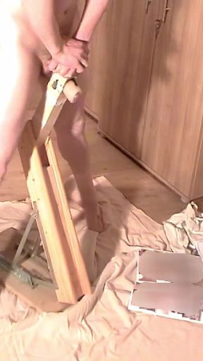 Strip and Fleshlight Stand Fuck Masturbation