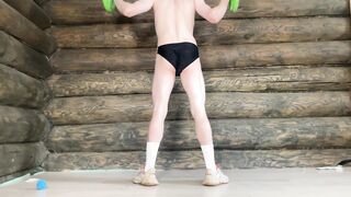 The wonderful stud works out