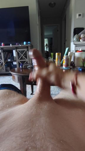 Amateur with big dick jerks off in solo playtime