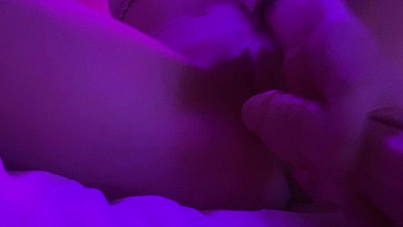 You lube me up and stick a huge dildo inside me under the neon moonlight - Arina Fox