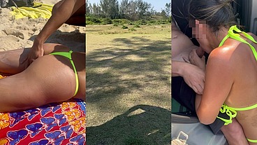 Rodeada de homens em dogging no estacionamento do Russo