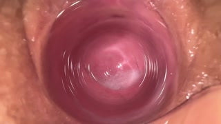 Camera deep inside Mia's tight creamy pussy