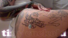 the little cuckold was trapped in cum