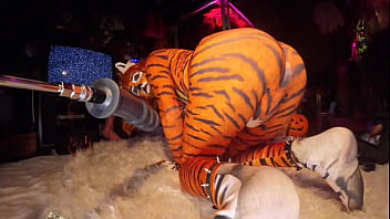 Butt Girl vs Huge Anal Dildos Cosplay Tigra Pt 1