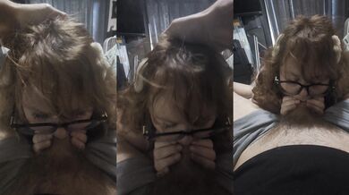 Redhead glasses POV throat fucks my cock raw