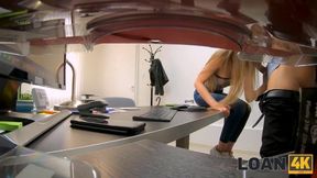 Petite babes Bonnie Dolce get drilled hard by loan manager on the desk in reality audition