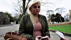 Blonde Haggles gets her bald pussy drilled in a wild outdoor POV