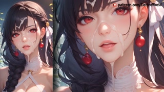 Horikita Suzune spreads her tight pussy and gets cum in it