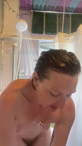 Hot MILF with Perfect Tits Showers and Chats Away to You About Vanilla Life