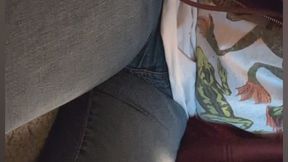 Auzzie Rolling Dice for Leaks -- Genuinely Desperate Accident in Tight Ripped Blue Jeans & Pumpkin Thong
