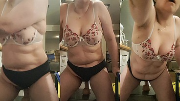 wife cooking and riding very hot