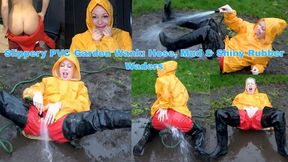 Slippery PVC Garden Wank: Hose, Mud & Shiny Rubber Waders - WMV