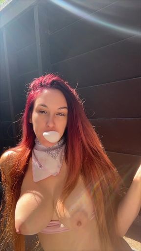Artemisia Love Blowing Bubbles Outdoor and Smoking a Cigarette