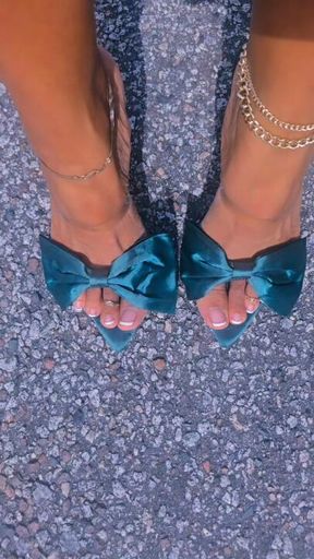 Dark Green Bow Sandals
