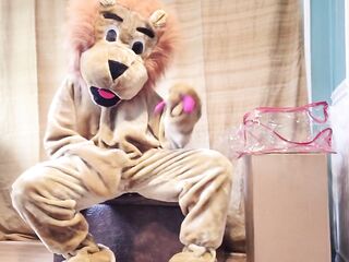 Squirting in my Lion Mascot Dress