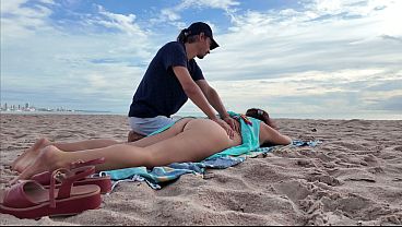 I asked my Stepson to give me a Massage on the Beach, but he turned out to be a real brat...