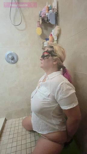 Stunning Blonde Pissed on Dressed