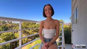 Brunette Babe Christina Sage Sucks Thick Cock Deep Outdoors In Amateur POV