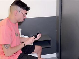 We caught our step cousin red-handed, spying from inside the wardrobe.