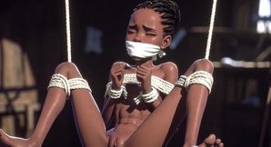 Thin Black African Slave Tied up - Horny & Begging for Dick