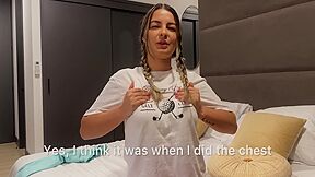 Petite Blonde 18 Year Old Convinces A Strange Neighbor To Come To Her House And Fucks Him To Creampie While Her Parents!