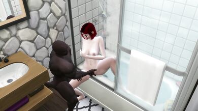 Redhead gets drenched in the shower sims 4
