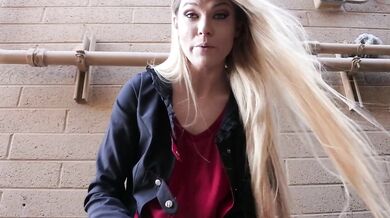 Erin Evelyn smokes and strips in club gstring pulled off