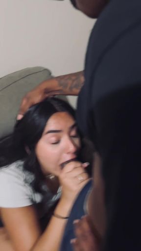 Big-dicked amateur takes a facial after face-fuck humiliation by BBC