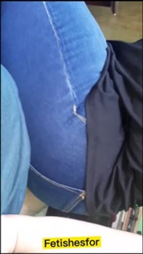 Bbw jeanssitting &amp; lapdance on slave's cock finish on handjob with long nails #buttcrush #cockcrush