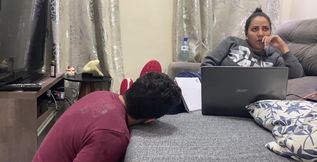 Kiffa Ignores Foot Slave While He Licks Her Sneakers Clean