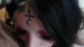 Tattooed goth ts bunny deep throat (more on of)