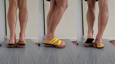 Barbie trample hard on cock and ball in yellow slippers No.81
