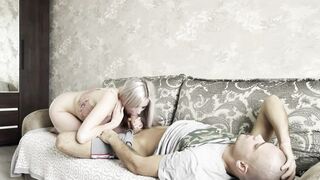 stepbrother doesnt wake up in the morning Stepsister will help with the best blowjob 6