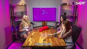 Three gorgeous women chat and give each other oral pleasure