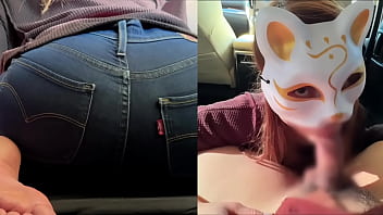 Japanese MILF gives hot amateur blowjob in car