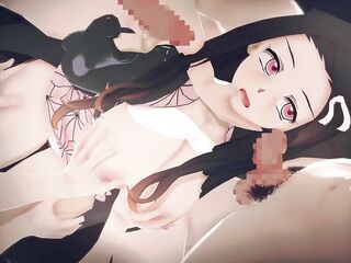 【Demon Slayer Nezuko Kamado】team fuck Animation Comics CG. (Kimetsu no Yaiba)