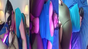 creampie!! leche adentro de esposa puta mexicana en leggings chupa y cabalga la verga del jefe de su marido